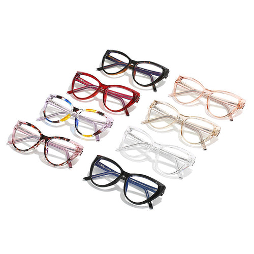 Insert-core cat-eye anti-blue light glasses frame with spring temples,