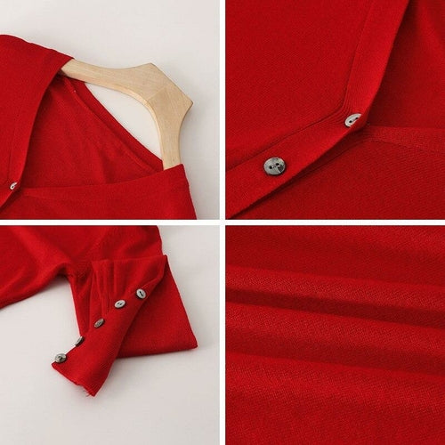 High Quality Shell Cufflinks Knitted Cardigan Shirt Top Female Loose