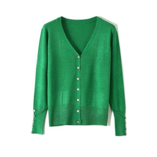 High Quality Shell Cufflinks Knitted Cardigan Shirt Top Female Loose
