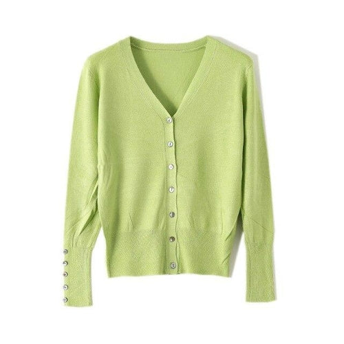 High Quality Shell Cufflinks Knitted Cardigan Shirt Top Female Loose