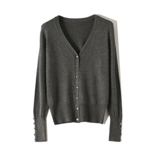 High Quality Shell Cufflinks Knitted Cardigan Shirt Top Female Loose