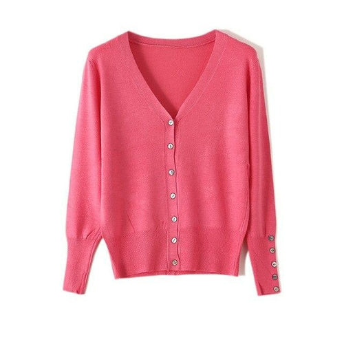 High Quality Shell Cufflinks Knitted Cardigan Shirt Top Female Loose