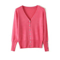 High Quality Shell Cufflinks Knitted Cardigan Shirt Top Female Loose
