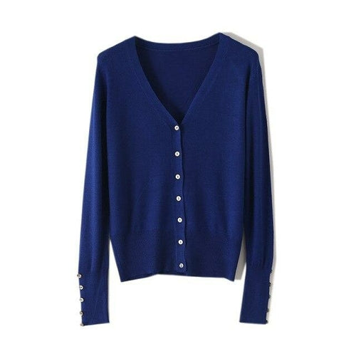 High Quality Shell Cufflinks Knitted Cardigan Shirt Top Female Loose