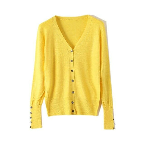 High Quality Shell Cufflinks Knitted Cardigan Shirt Top Female Loose