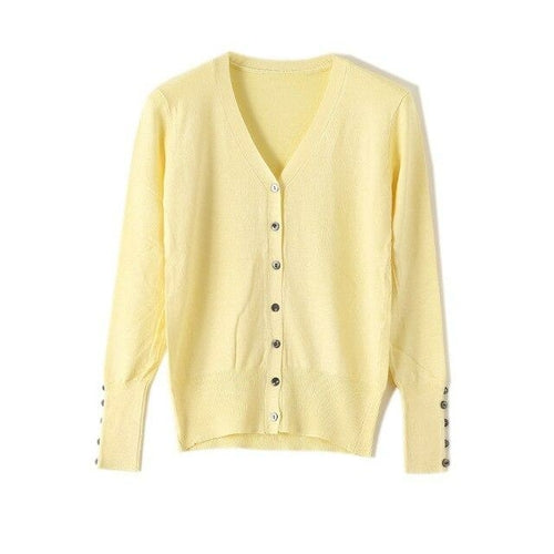 High Quality Shell Cufflinks Knitted Cardigan Shirt Top Female Loose