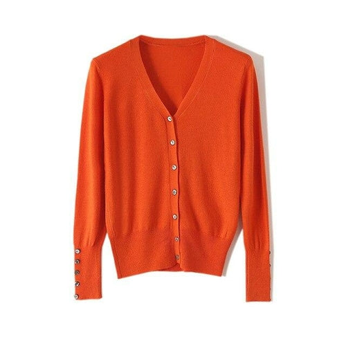 High Quality Shell Cufflinks Knitted Cardigan Shirt Top Female Loose