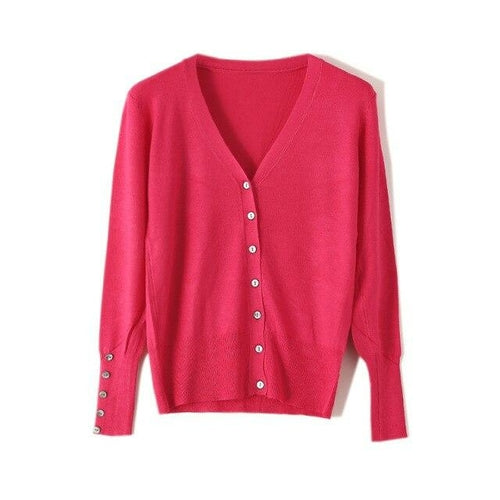 High Quality Shell Cufflinks Knitted Cardigan Shirt Top Female Loose