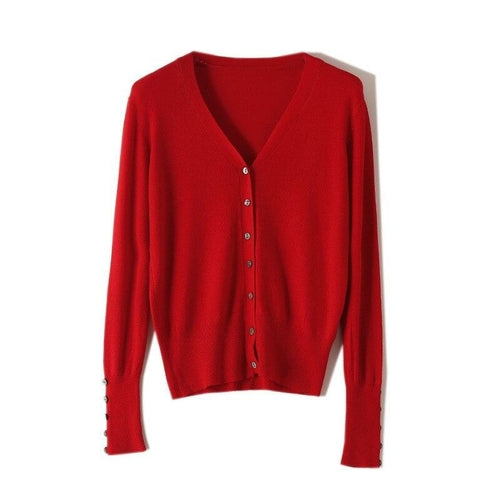 High Quality Shell Cufflinks Knitted Cardigan Shirt Top Female Loose